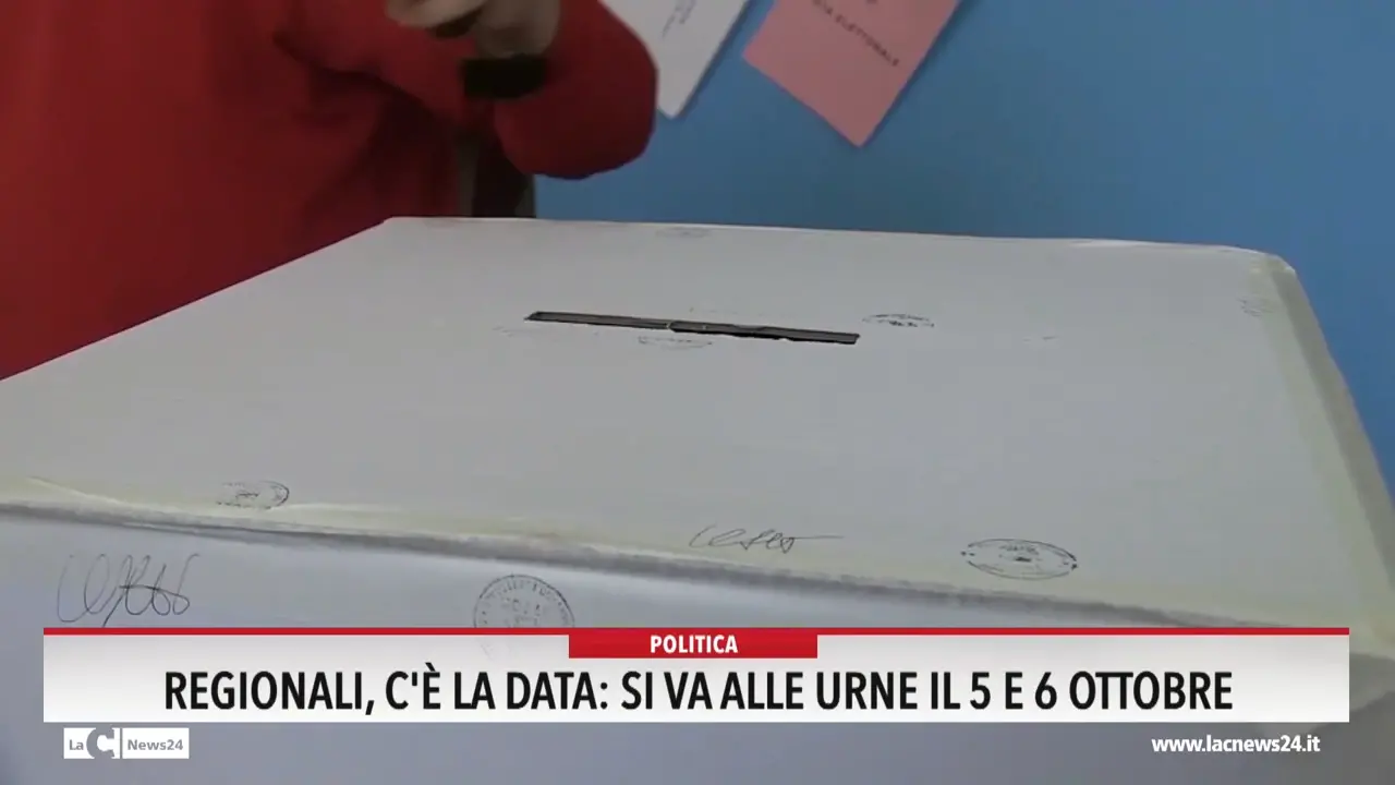 Regionali, c'è la data: si va alle urne il 5 e 6 ottobre