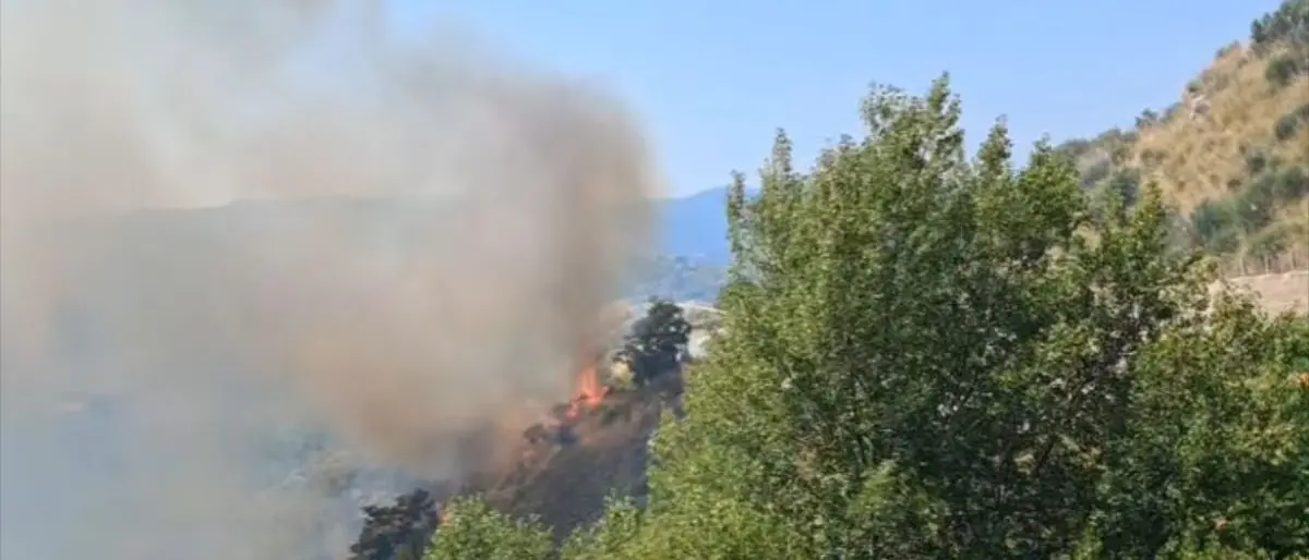 Incendio a Tessano, fiamme divampano in un costone collinare\n