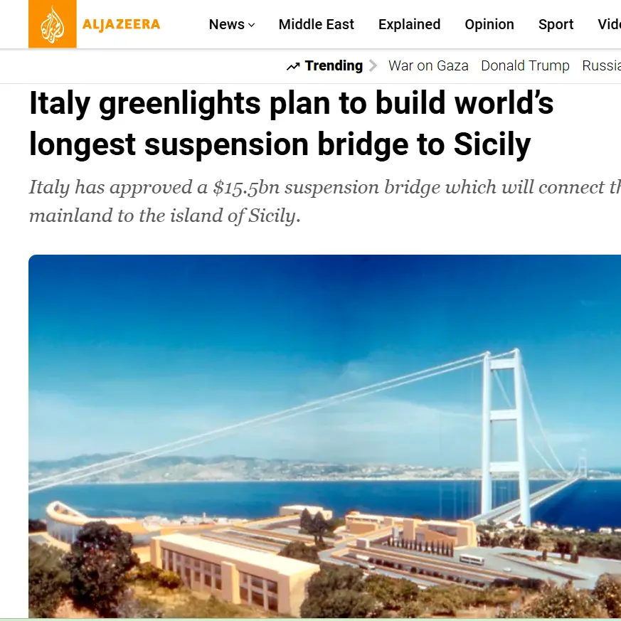 Il Ponte sullo Stretto conquista la stampa estera: l'opera sulle prime pagine di tutto il mondo
