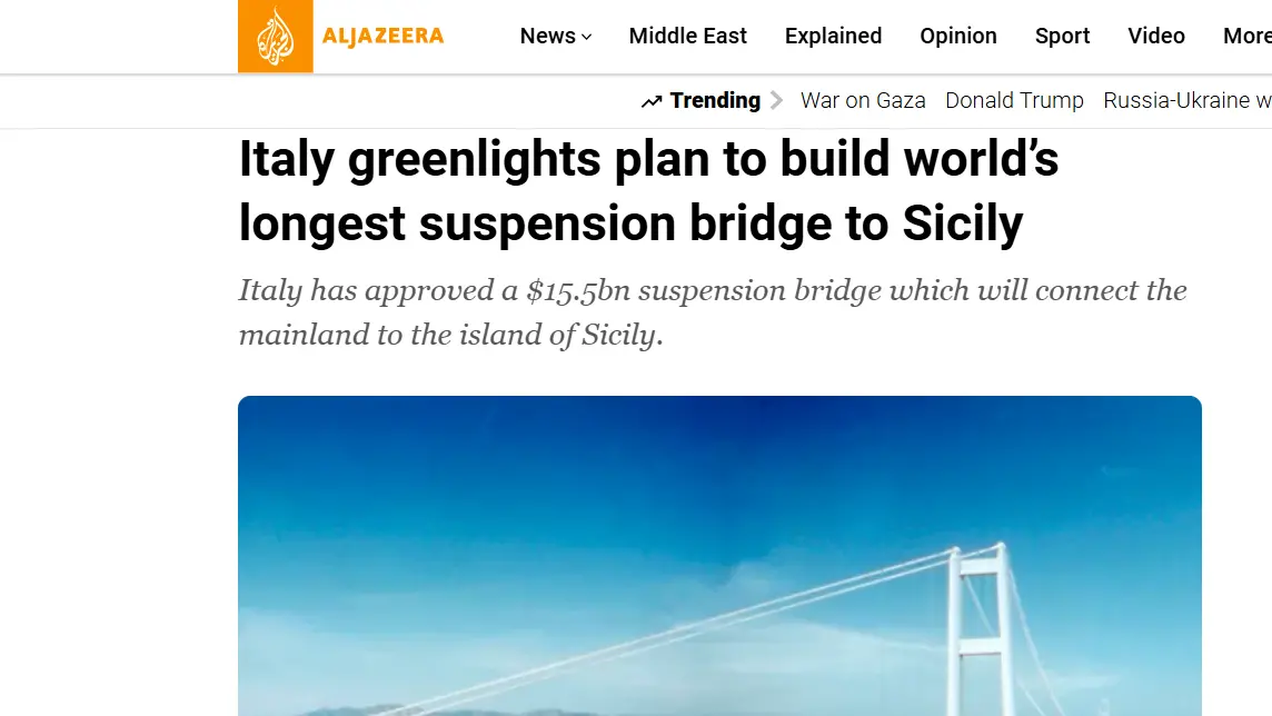 Il Ponte sullo Stretto conquista la stampa estera: l'opera sulle prime pagine di tutto il mondo