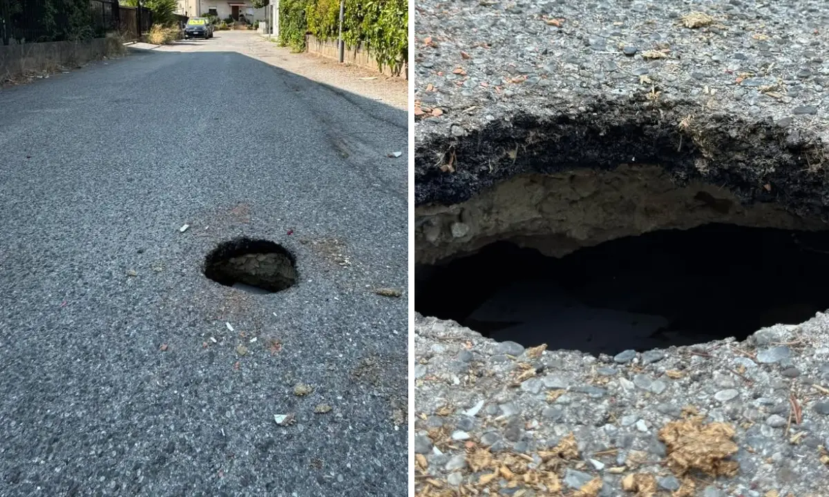 Voragine in via Giorgio Morandi a Saporito di Rende