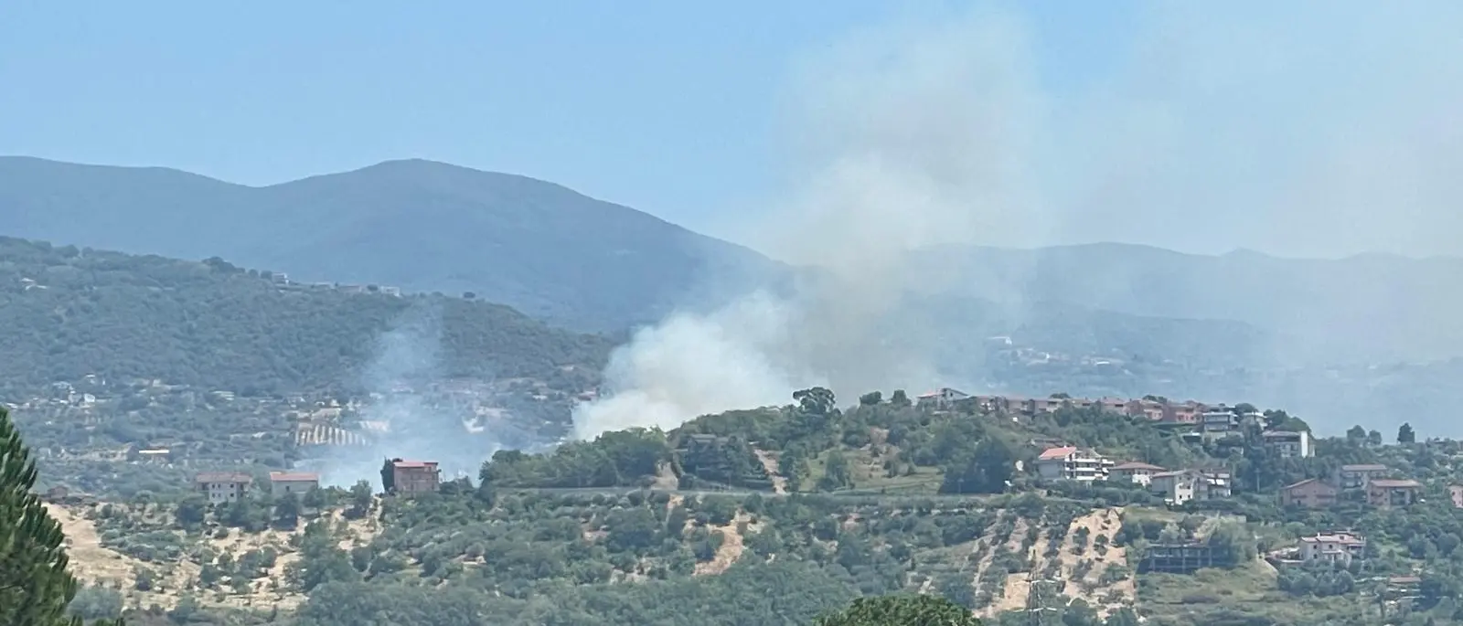 Vasto incendio a Zumpano, fiamme a ridosso delle abitazioni
