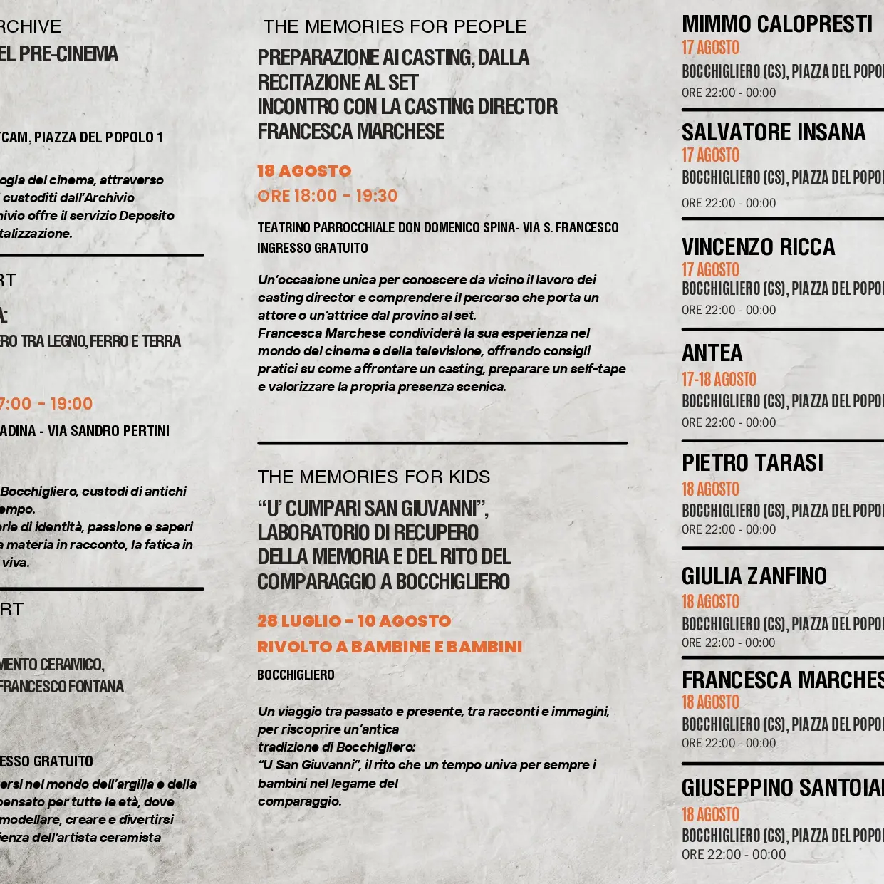 Cinema e memoria,\u00A0a Bocchigliero torna The Memories Film Fest\n