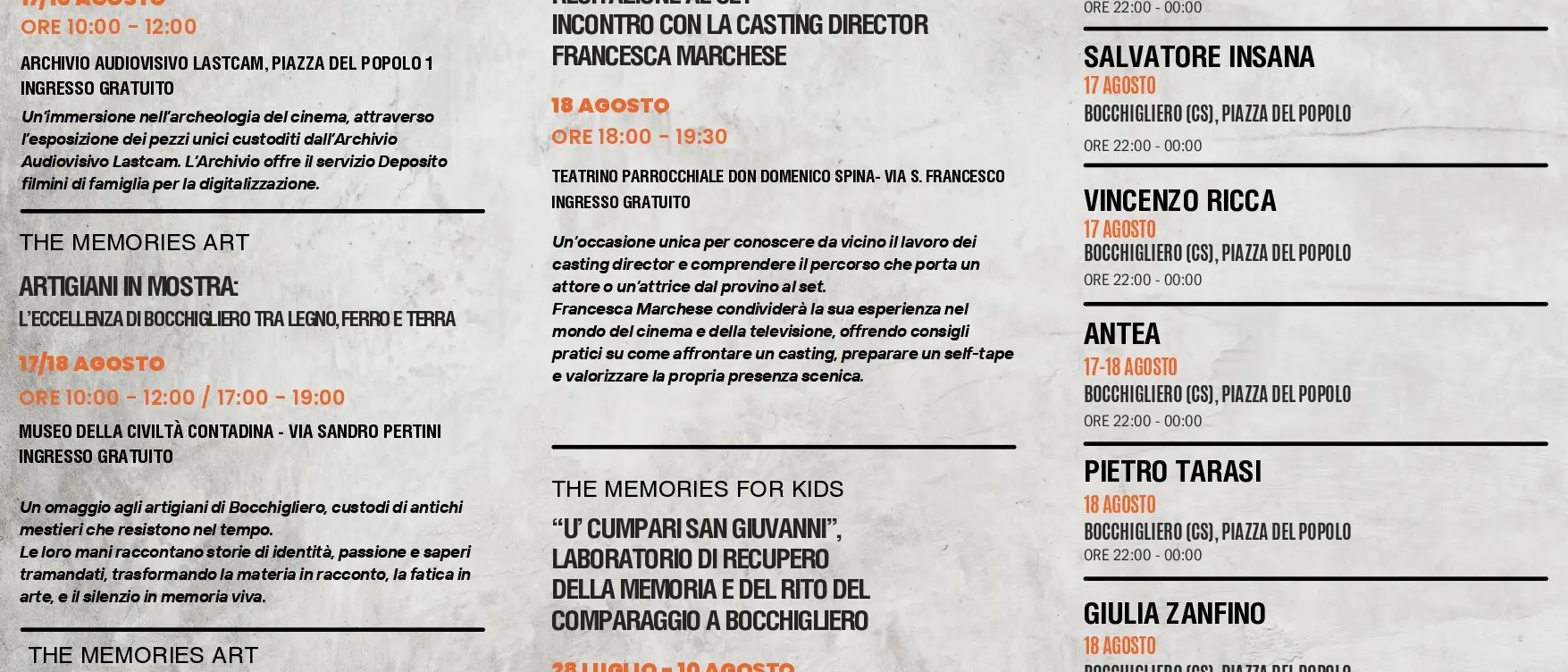 Cinema e memoria,\u00A0a Bocchigliero torna The Memories Film Fest\n