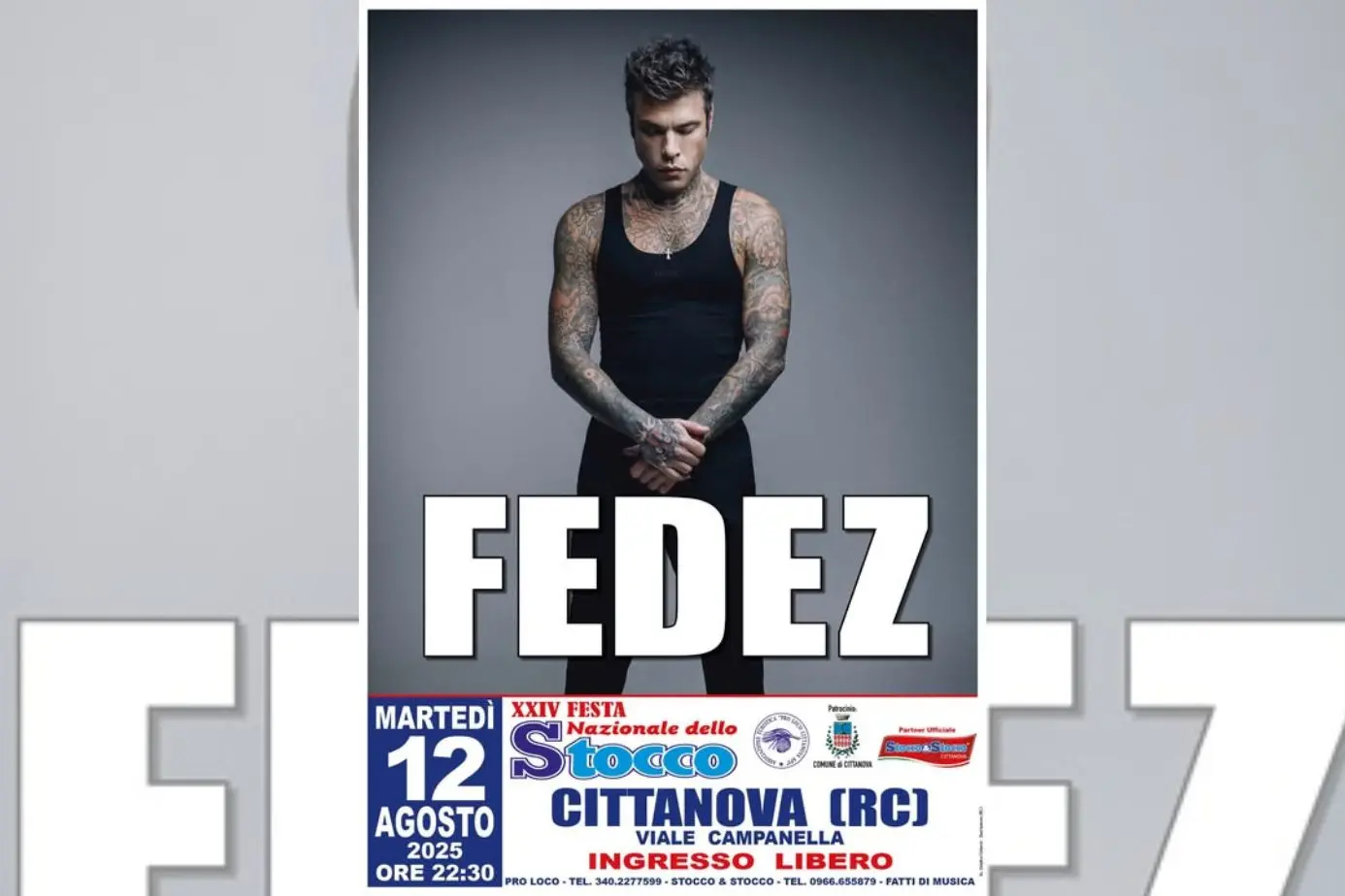 A Cittanova si accendono le luci sulla XXIV Festa nazionale dello stocco: grande attesa per il concerto di Fedez\n