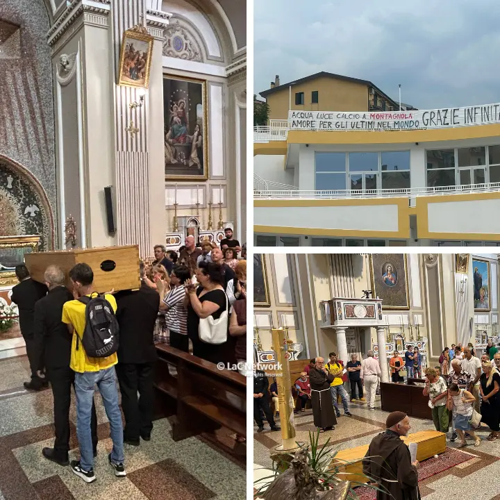 Acri saluta Padre Fedele,\u00A0l’ultimo viaggio nella Basilica che amava: «Acqua, luce e\u00A0calcio a Montagnola. Grazie infinitamente»\n