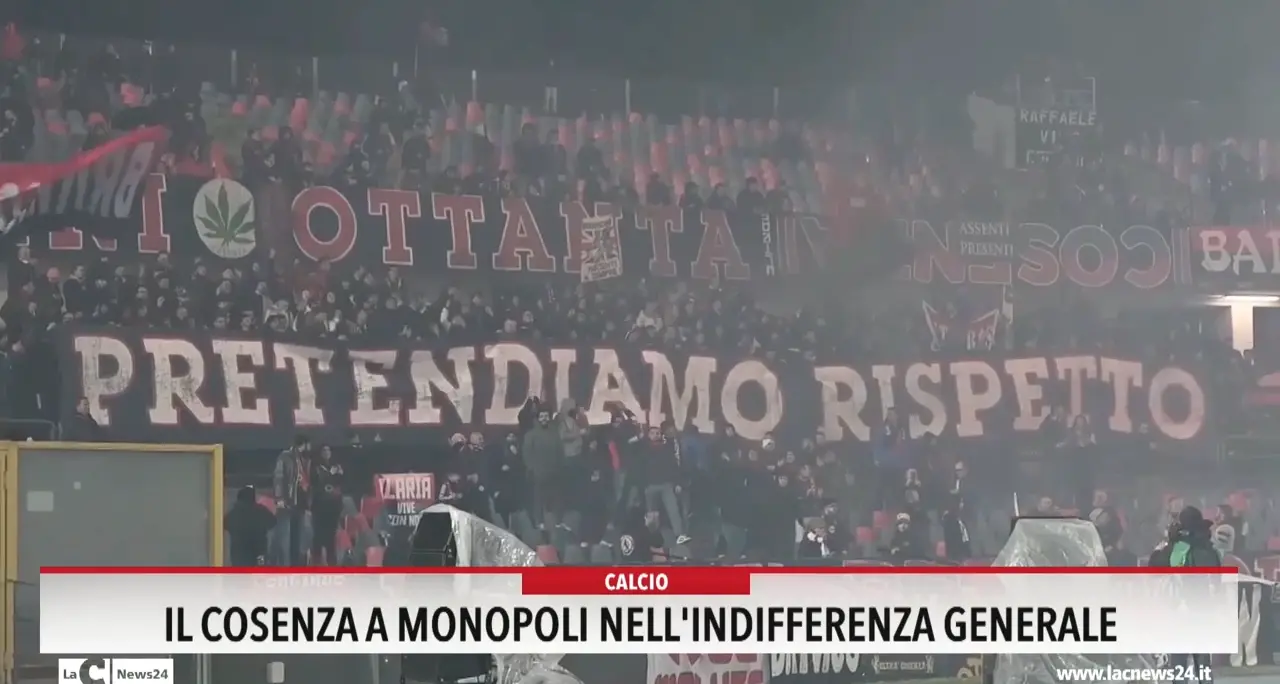 Il Cosenza a Monopoli nell'indifferenza generale