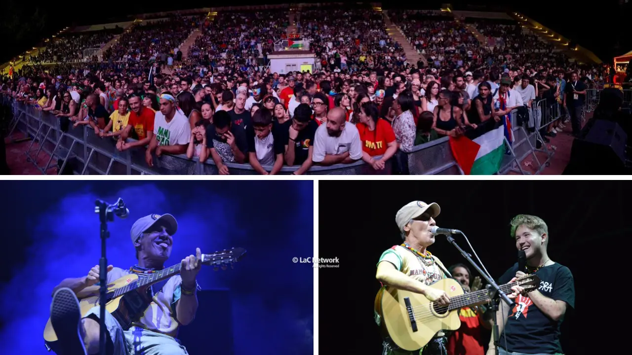 Manu Chao infiamma l’anfiteatro di Acri con l’Ultra Acustico Live: sorpresa finale di Alfa sul palco\n