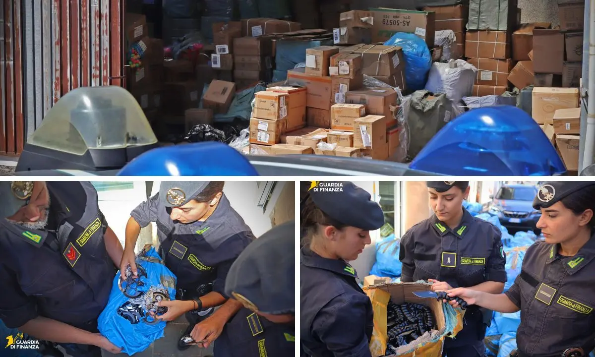Rimini, maxi sequestro di merci contraffatte e armi: 340mila articoli e 3.200 lame tolti dal mercato\n