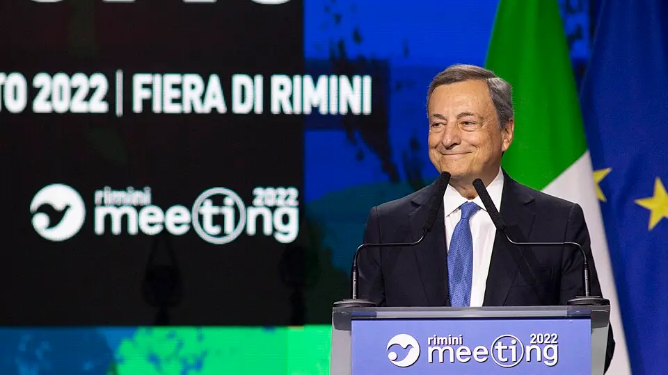 <p>Mario Draghi al Meeting di Rimini, edizione 2022, quando era presidente del Consiglio dei Ministri (foto di repertorio: Eugeniatta - Wikimedia Commons)</p>\\n