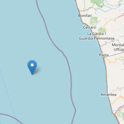 Sisma di 3.5 magnitudo in zona “Tirreno Meridionale”: terremoto nell’area di Fuscaldo\n