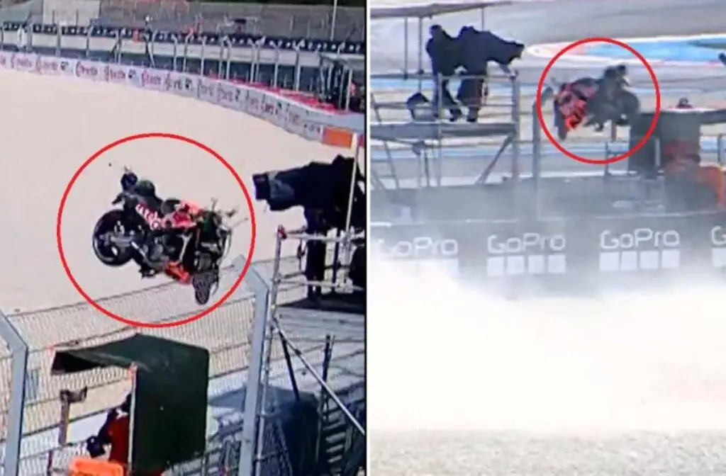 MotoGp, tragedia evitata in Ungheria: Acosta cade, la moto sfiora il cameraman\n