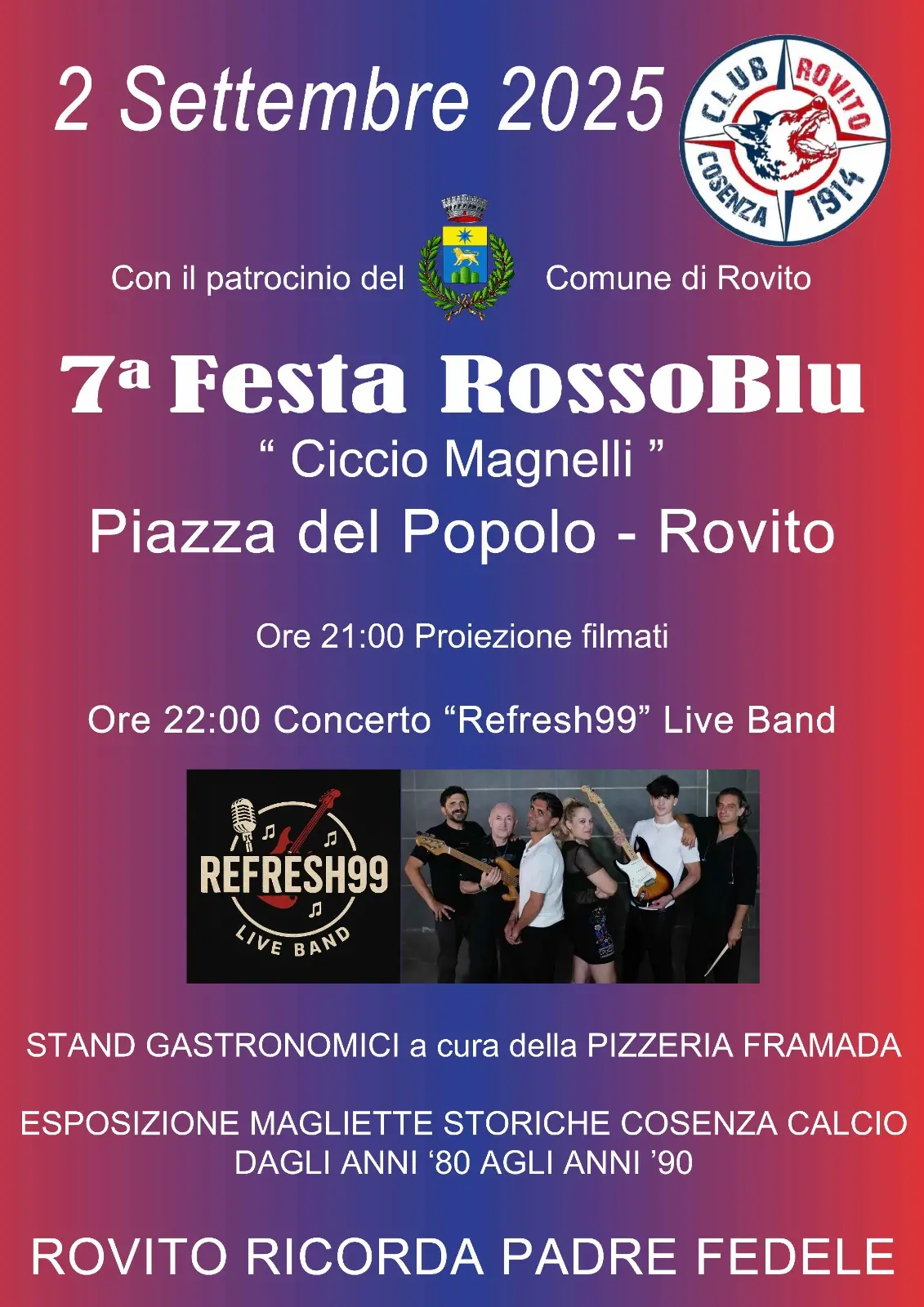 Cosenza calcio, a Rovito tra vecchie glorie e un omaggio a Padre Fedele