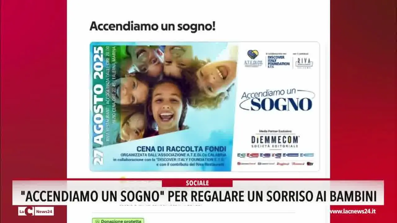 \"Accendiamo un sogno\" per regalare un sorriso ai bambini