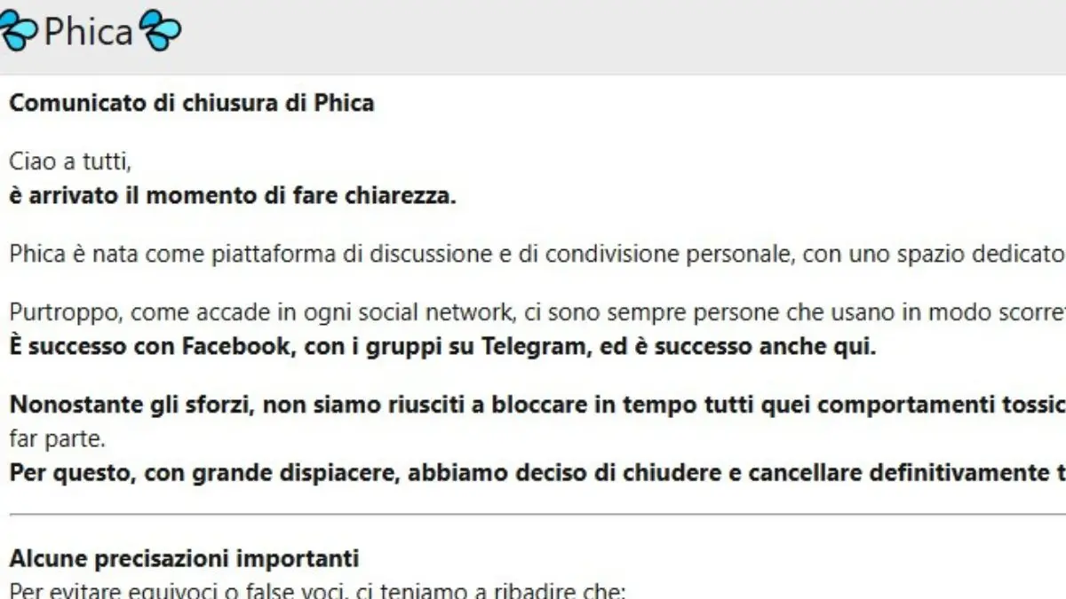 Phica.eu chiude