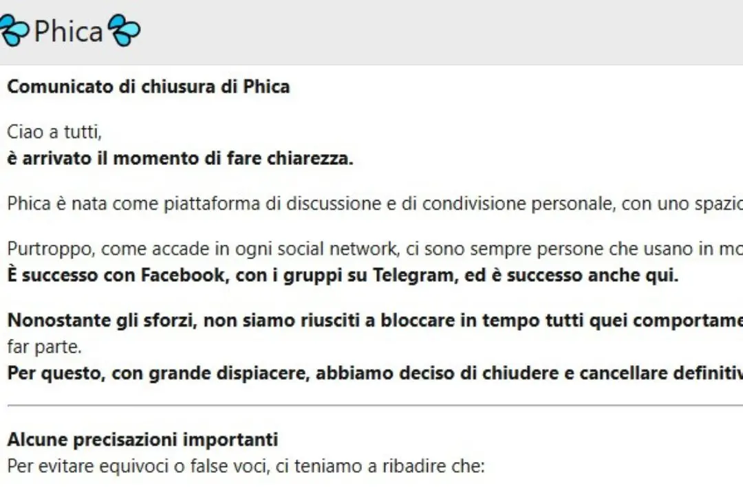 Phica.eu chiude