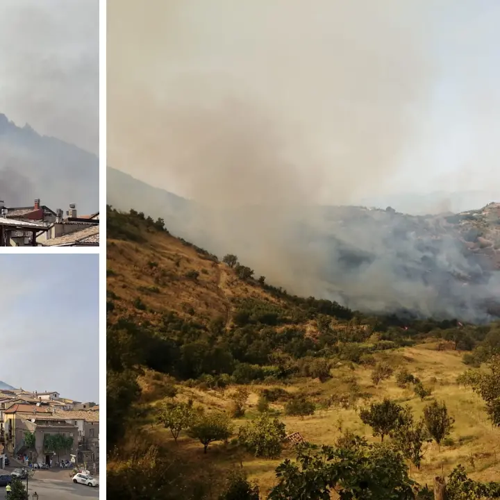 Incendio a Mongrassano, le fiamme minacciano il centro abitato: elicotteri in azione\n