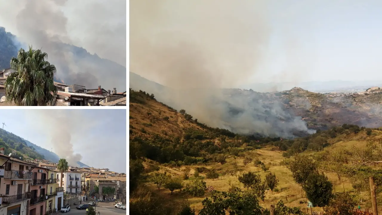 Incendio a Mongrassano, le fiamme minacciano il centro abitato: elicotteri in azione\n