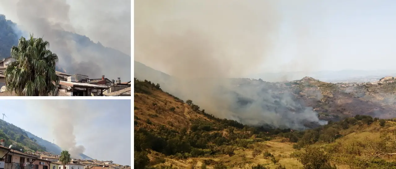 Incendio a Mongrassano, le fiamme minacciano il centro abitato: elicotteri in azione\n