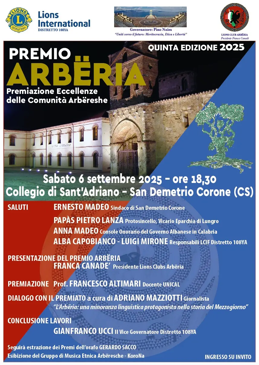 San Demetrio Corone, il premio\u00A0Arbëria va al professor Francesco Altimari