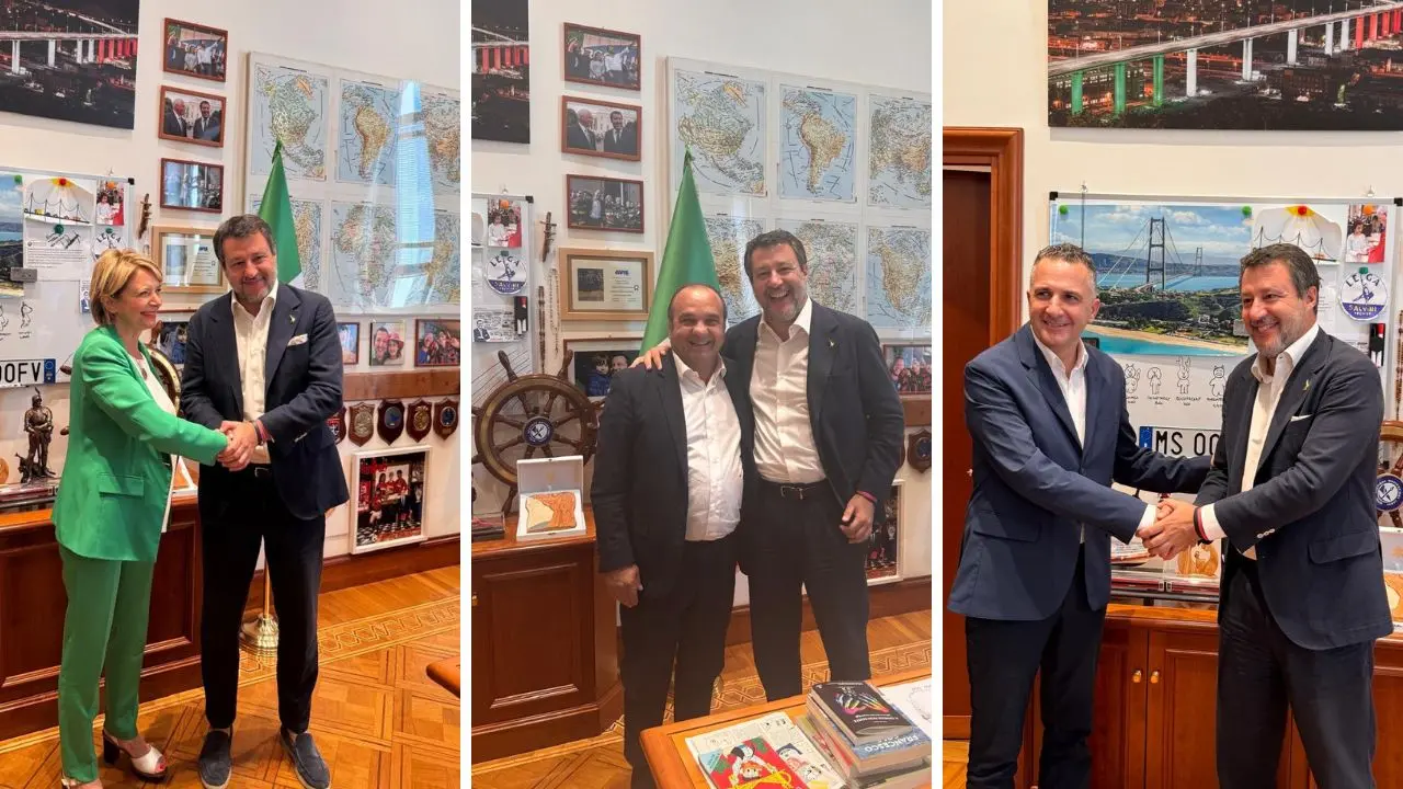 <p>Maria Limardo, Gianpaolo Bevilacqua e Orlandino Greco assieme a Matteo Salvini</p>\\n