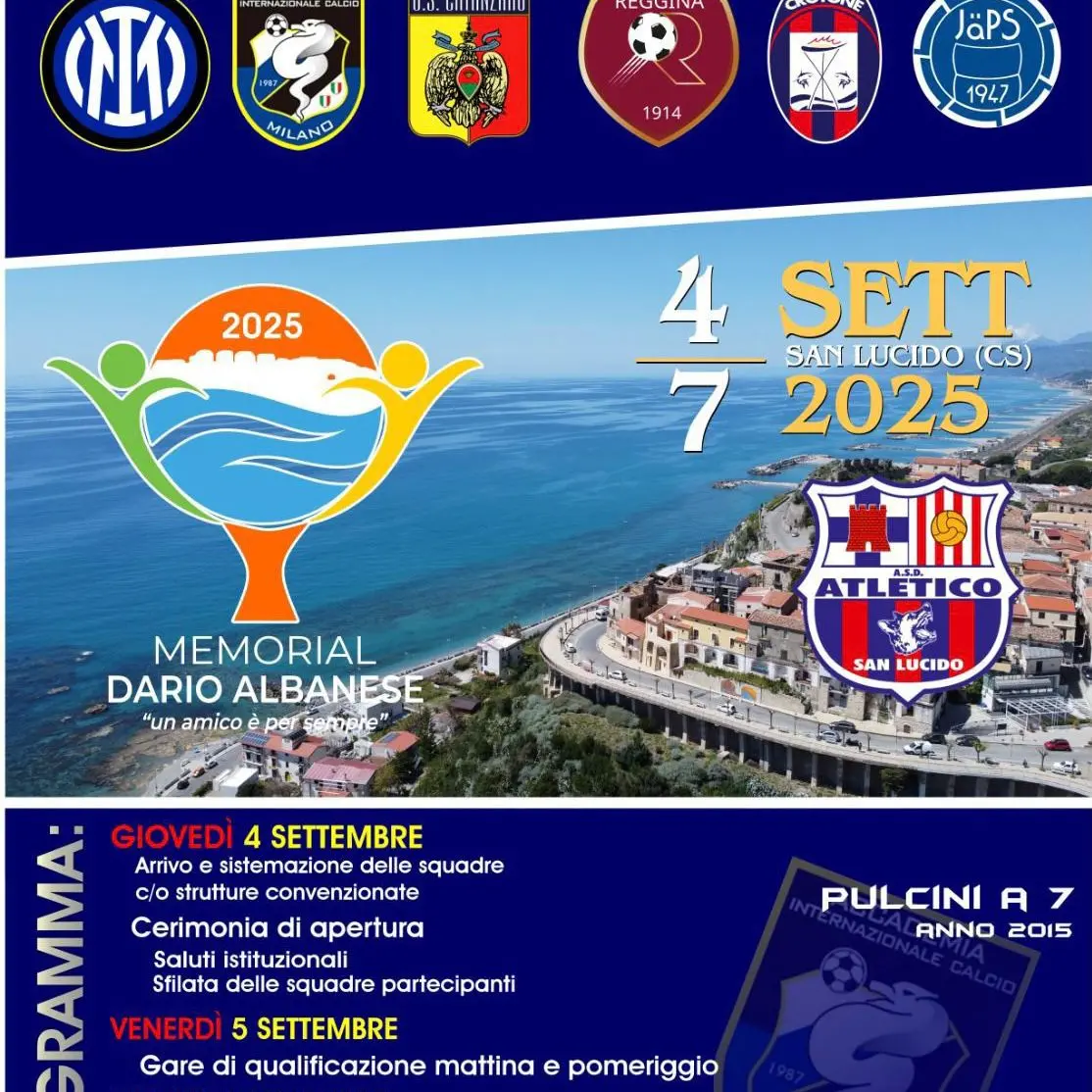 San Lucido, quattro giorni di calcio giovanile e memoria con il Memorial Dario Albanese: in campo anche Inter e JaPS 1947