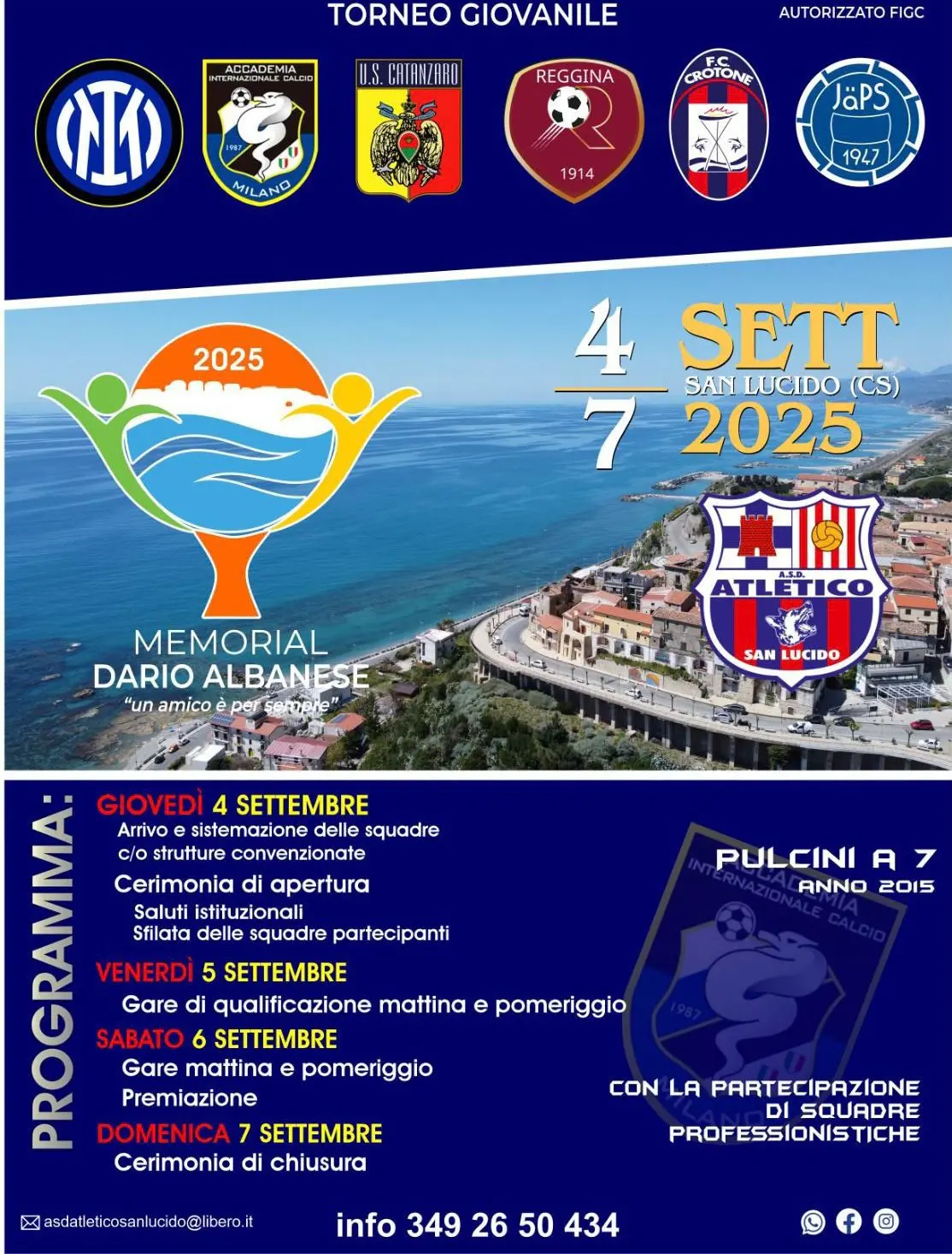 San Lucido, quattro giorni di calcio giovanile e memoria con il Memorial Dario Albanese: in campo anche Inter e JaPS 1947