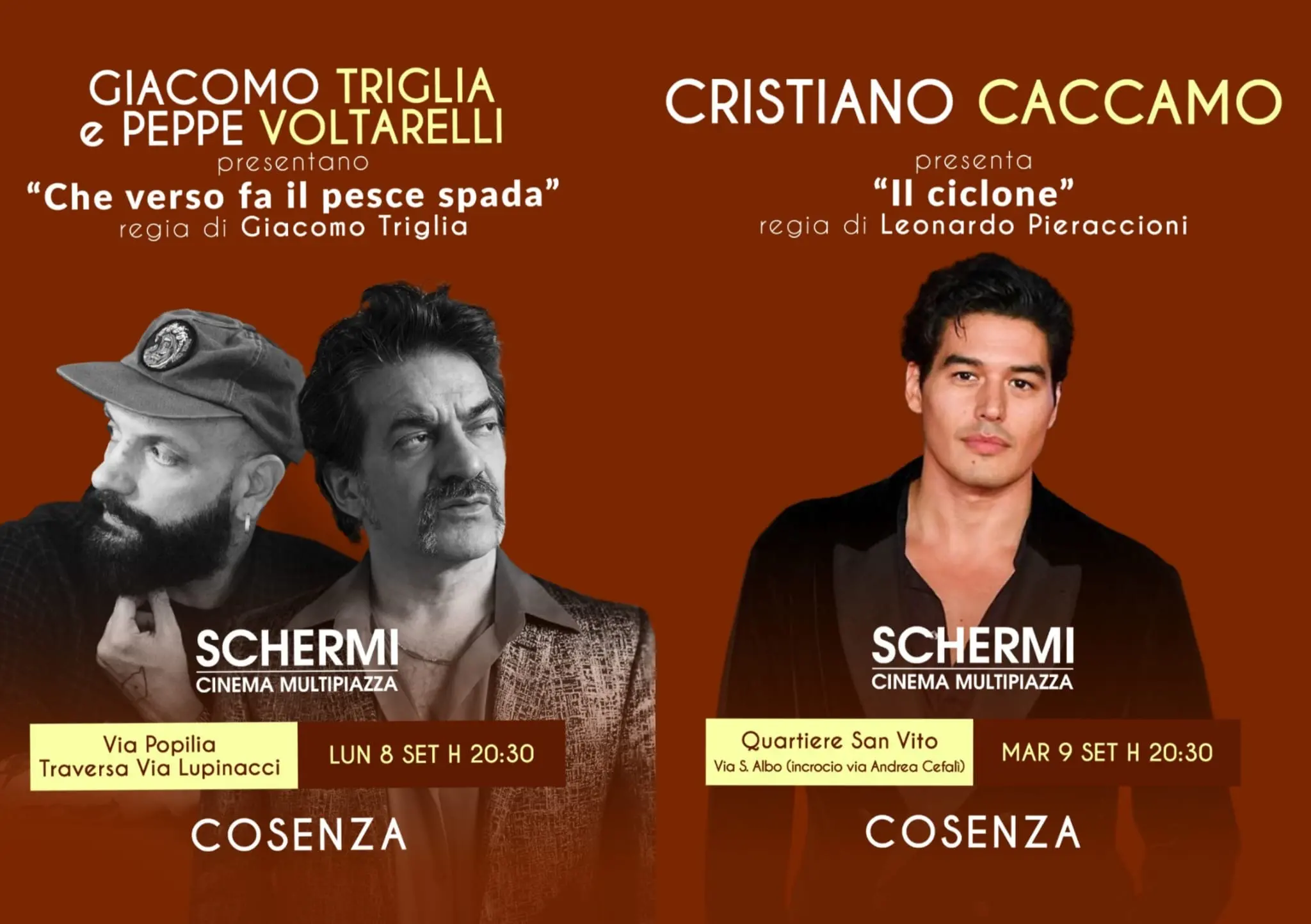 Schermi Cinema Multipiazza fa tappa a Cosenza: in arrivo Giacomo Triglia, Peppe Voltarelli e Cristiano Caccamo\n