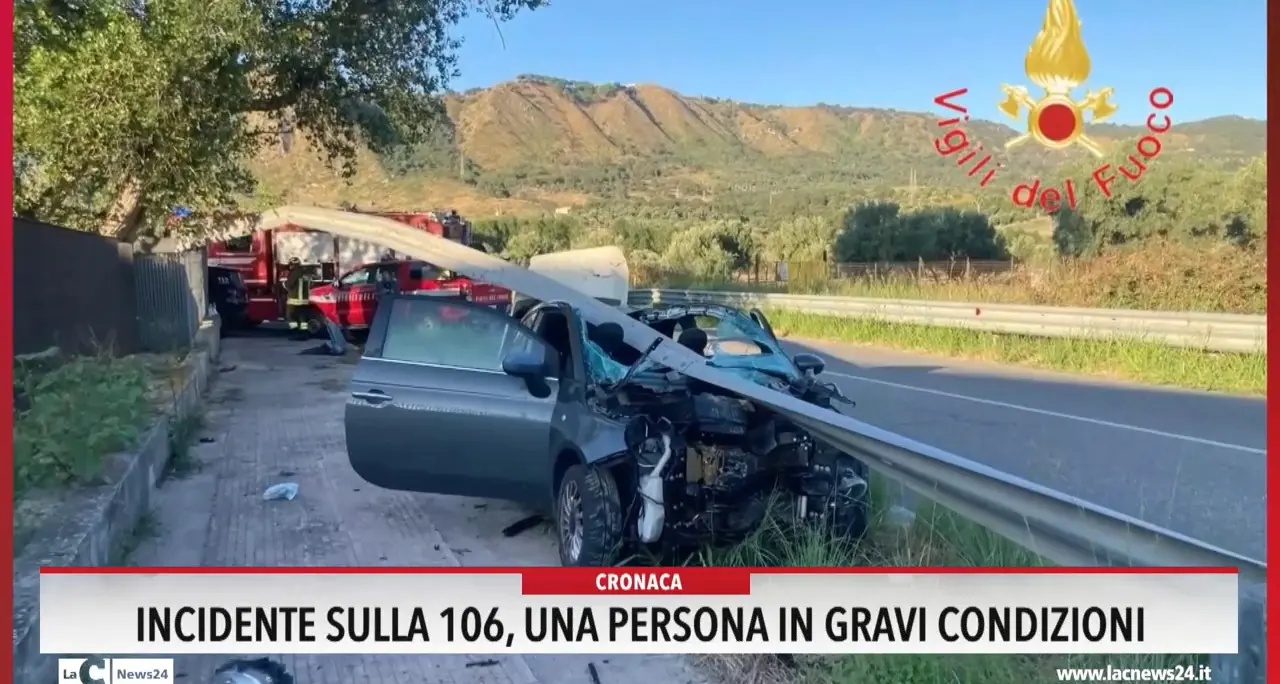 Incidente sulla 106, una persona in gravi condizioni