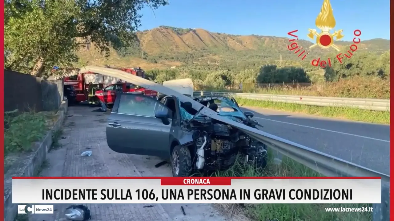 Incidente sulla 106, una persona in gravi condizioni