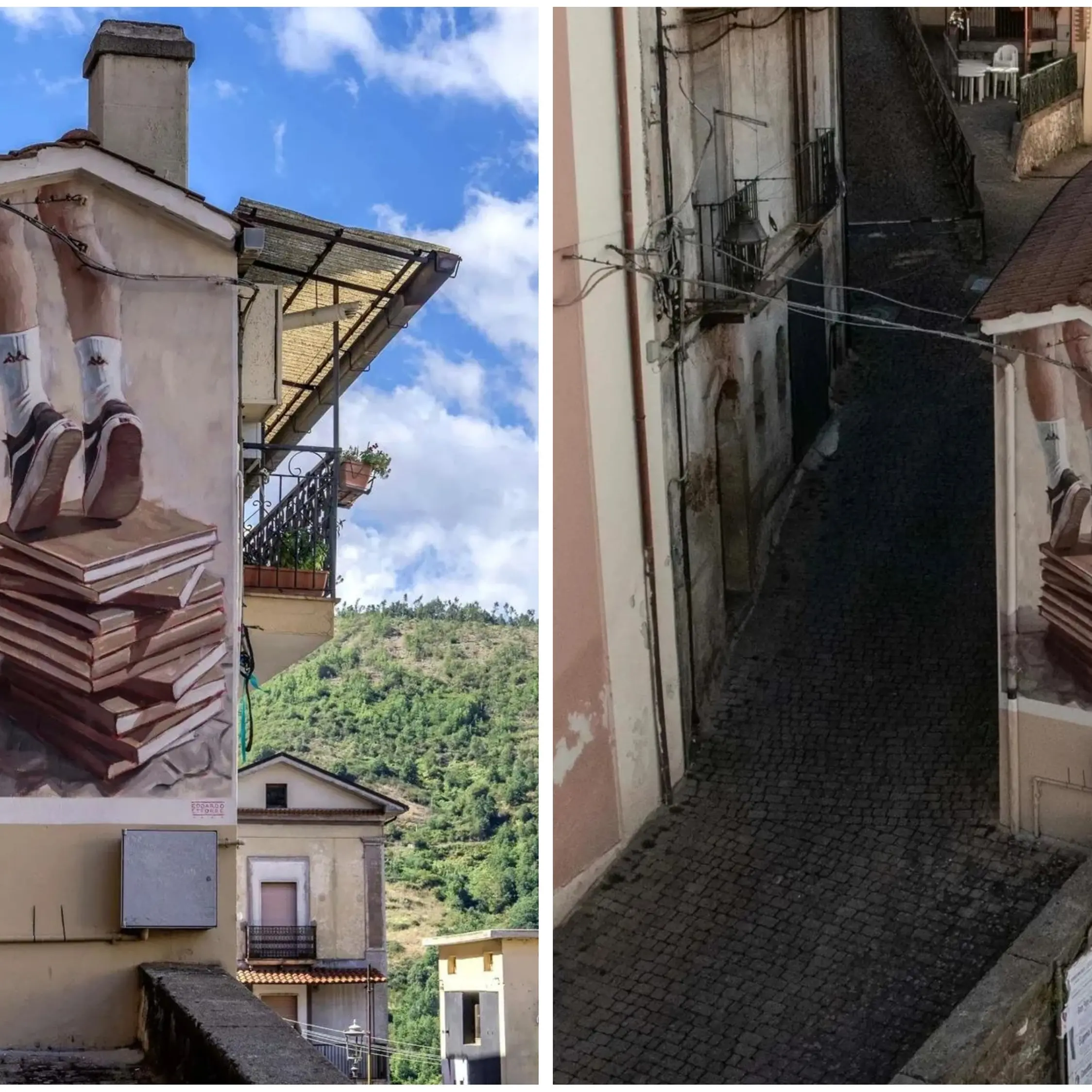 Orizzonti di cemento, a Parenti la cultura diventa trampolino per sognare grazie al murale di Edoardo Ettorre\n