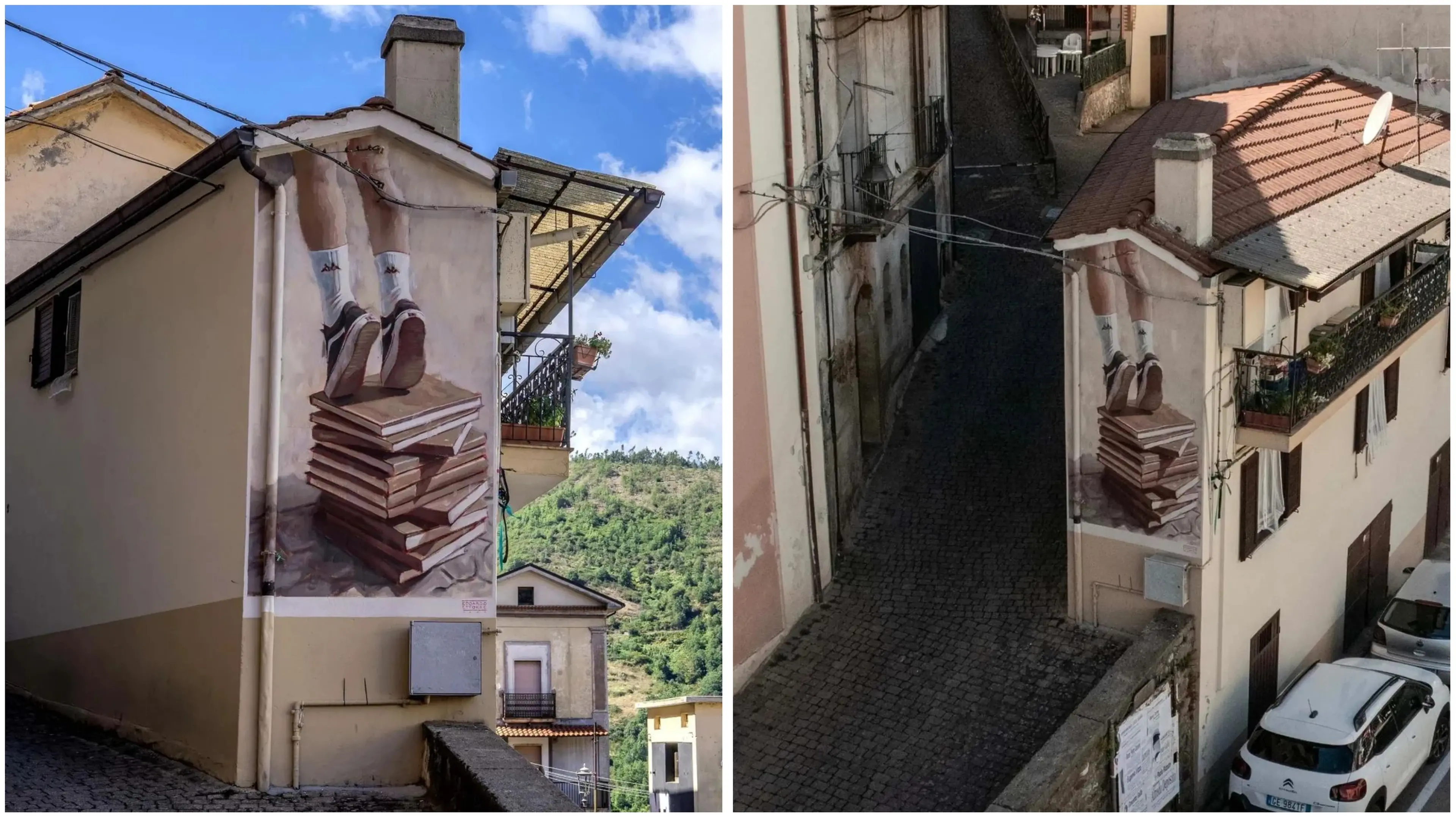 Orizzonti di cemento, a Parenti la cultura diventa trampolino per sognare grazie al murale di Edoardo Ettorre\n