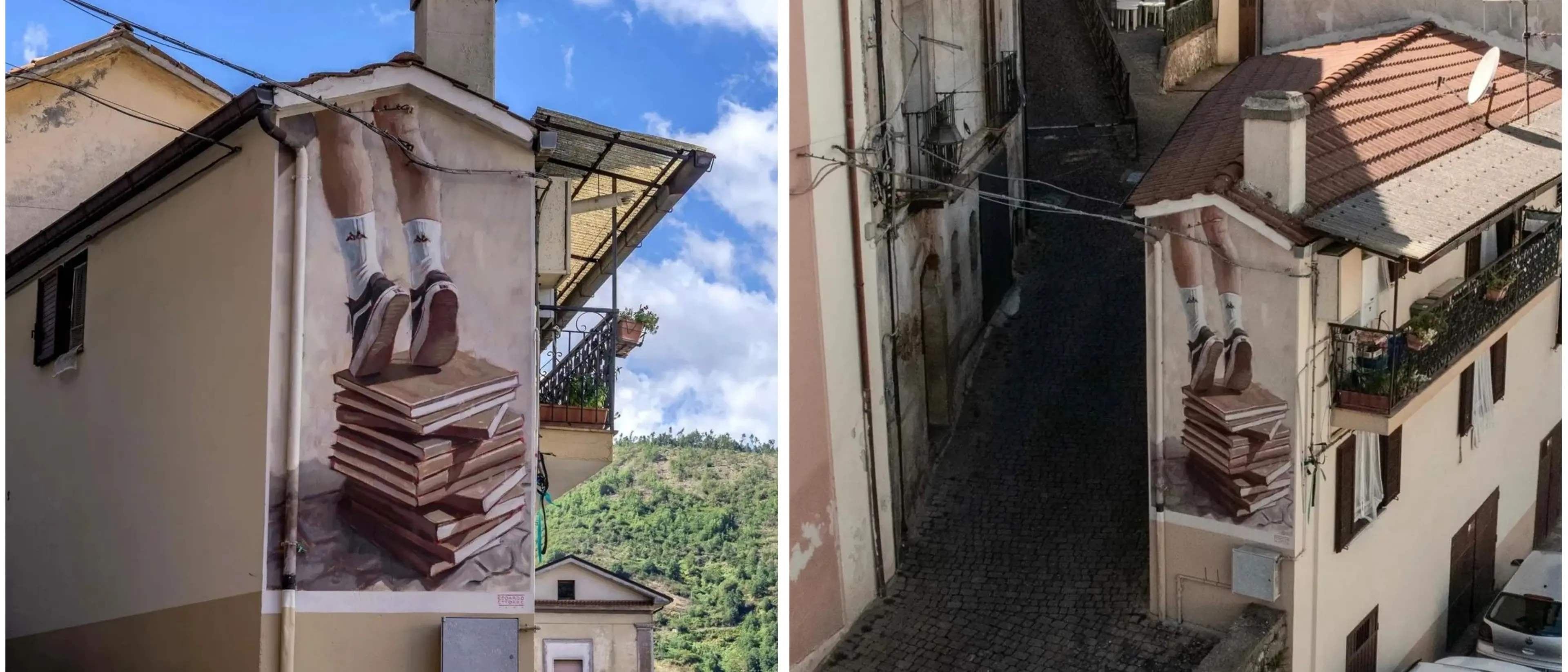 Orizzonti di cemento, a Parenti la cultura diventa trampolino per sognare grazie al murale di Edoardo Ettorre\n
