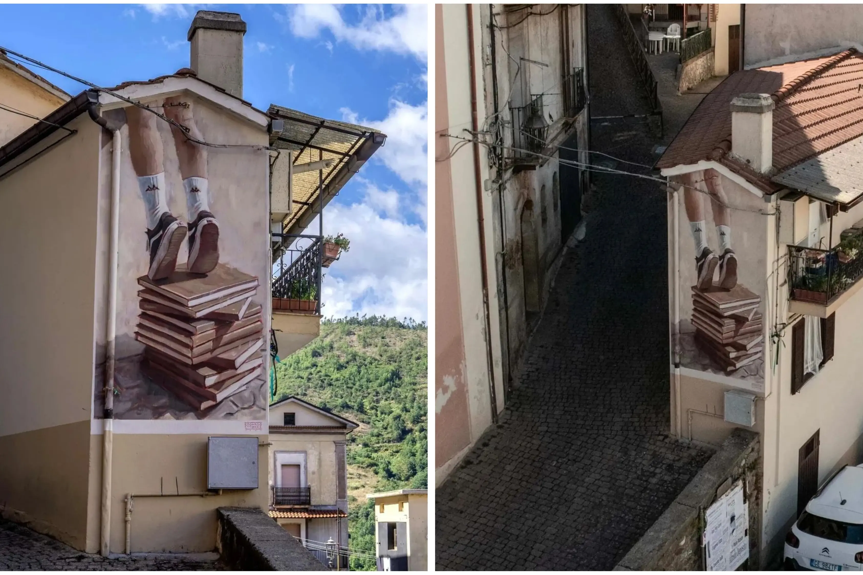Orizzonti di cemento, a Parenti la cultura diventa trampolino per sognare grazie al murale di Edoardo Ettorre\n