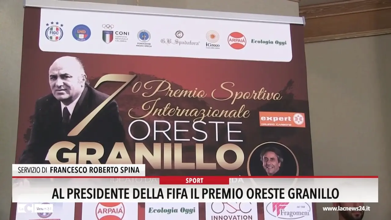 Al presidente della Fifa il premio Oreste Granillo