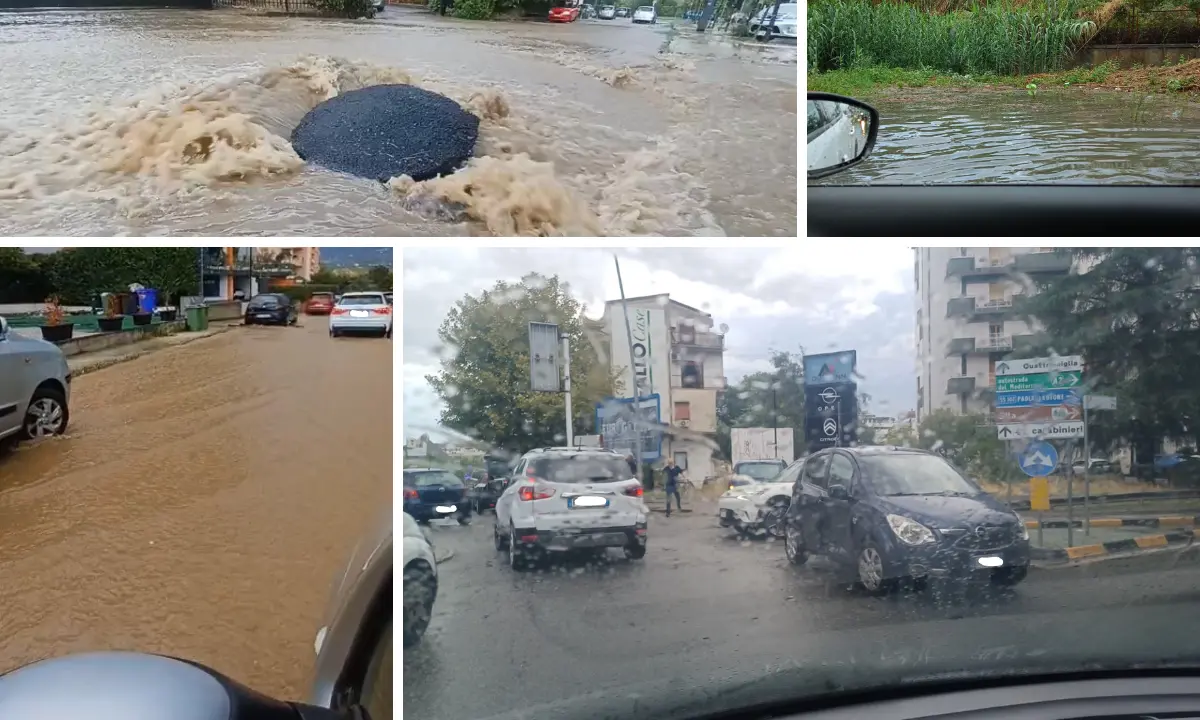 Rende e Cosenza, strade allagate dopo l’acquazzone del mattino: disagi e incidenti