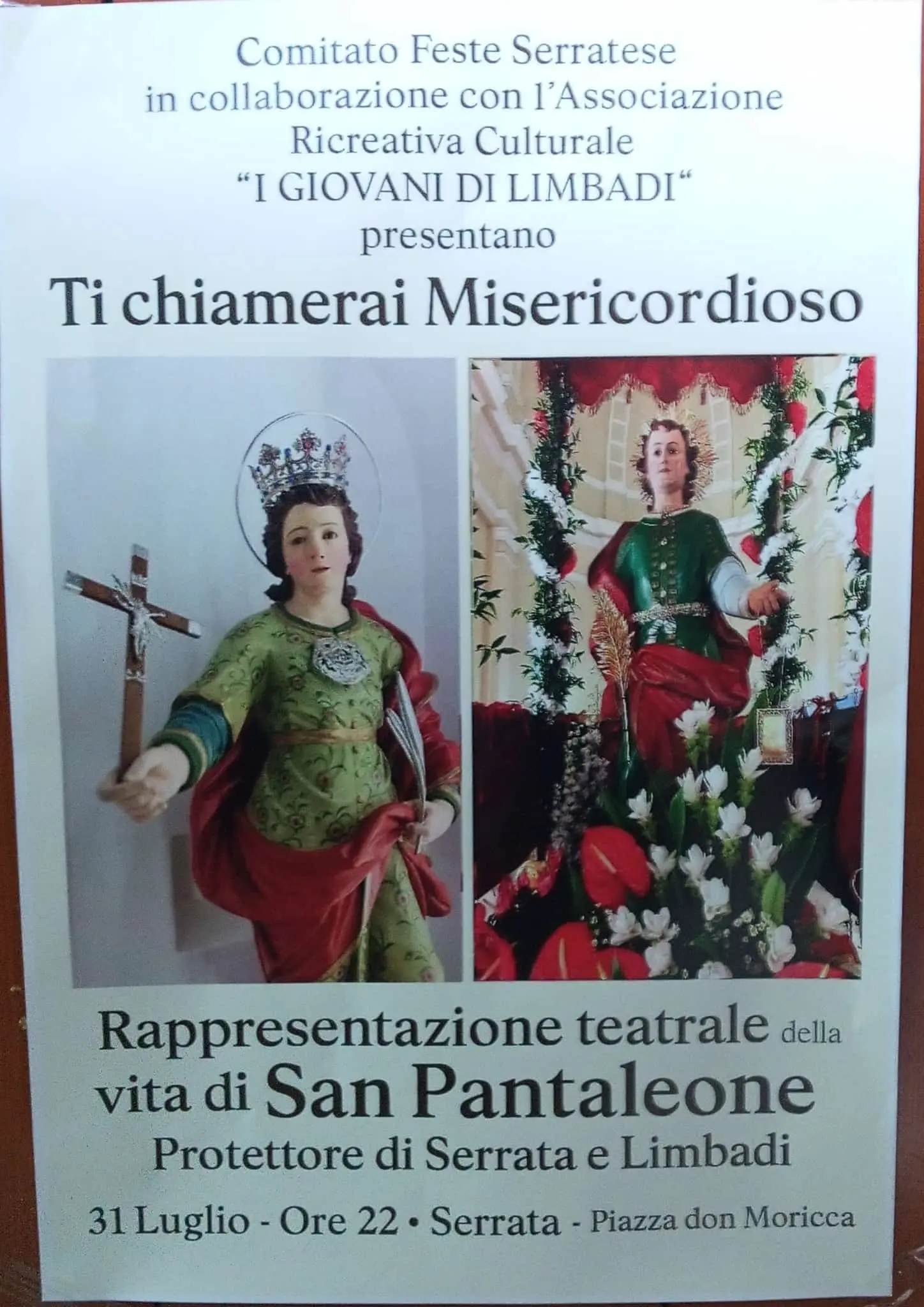 Serrata tra fede e devozione: l'associazione I giovani di Limbadi porta in scena la rappresentazione teatrale della vita di San Pantaleone
