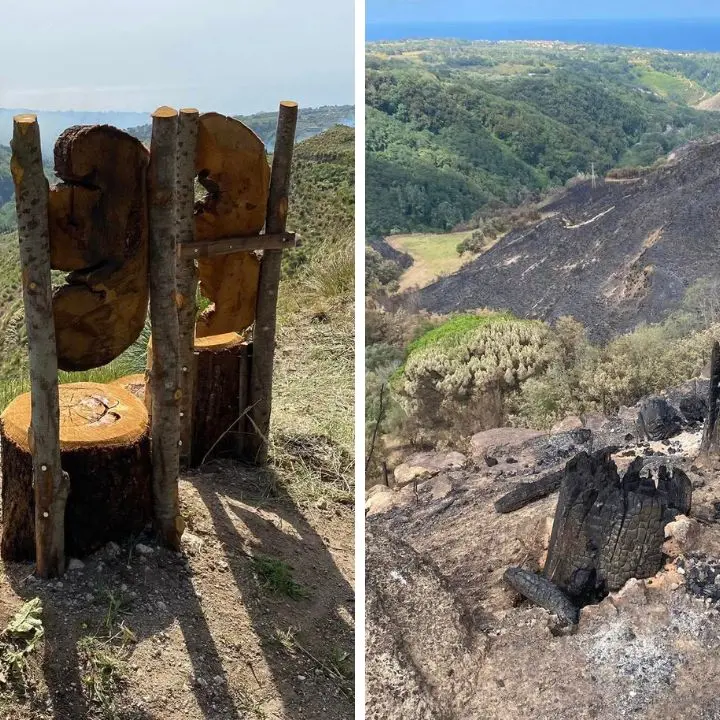 Caria, corteo di cittadini tra la cenere: manifestazione lungo il \"Cammino di Ulisse\" devastato dai piromani