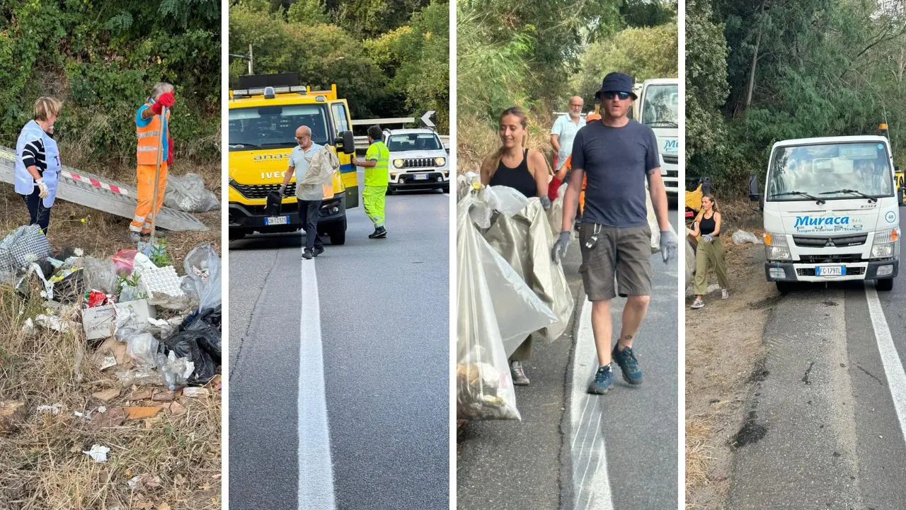 Comune, Anas, ditta rifiuti e volontari insieme per ripulire la statale 18 all’ingresso di Vibo Marina