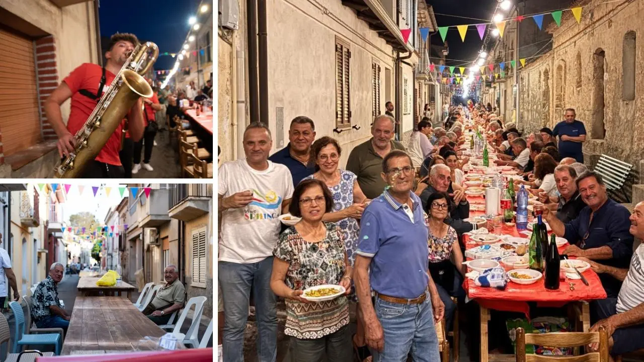 La \"Tavolata Spilingese\" quest'anno è stata un abbraccio lungo 110 metri: in via Carducci 350 commensali hanno celebrato radici e tradizioni