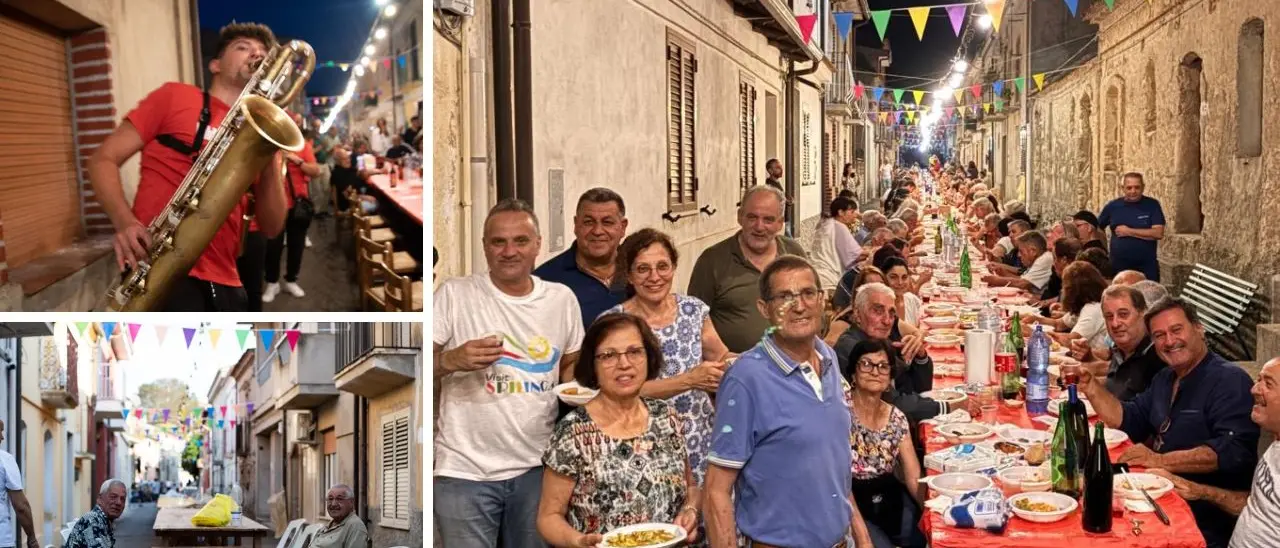 La \"Tavolata Spilingese\" quest'anno è stata un abbraccio lungo 110 metri: in via Carducci 350 commensali hanno celebrato radici e tradizioni