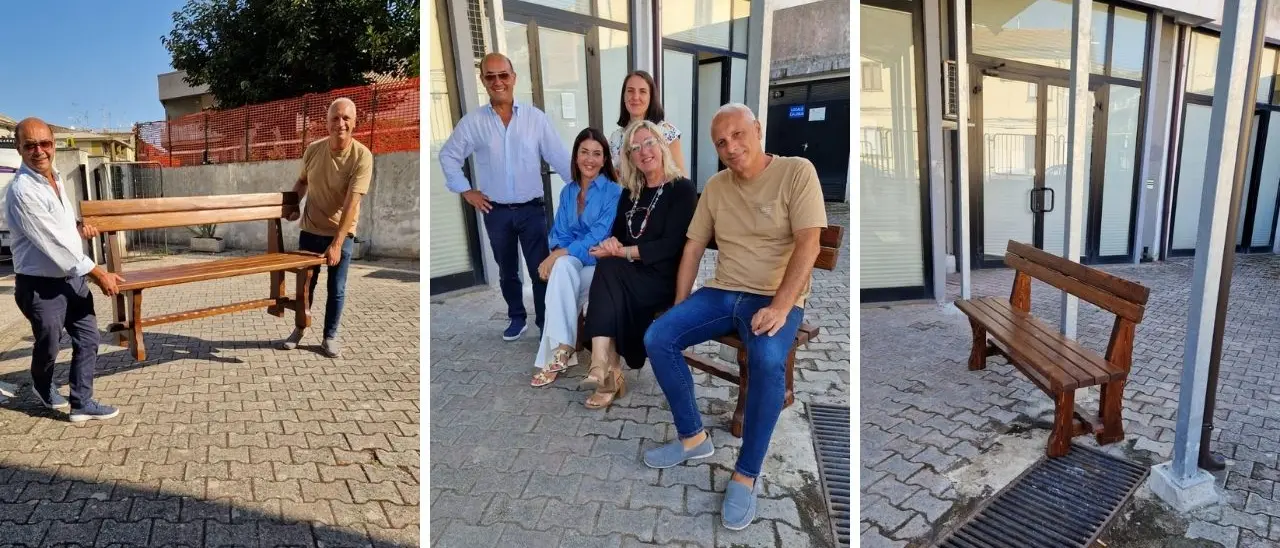 Mileto, il Comune dona alla Farmacia territoriale di Vibo due panchine realizzate con il legno di riciclo della scuola elementare di Paravati