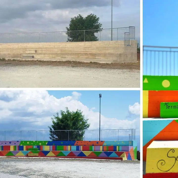 Rombiolo si veste di colore: riqualificata la gradinata al lato dell'auditorium comunale