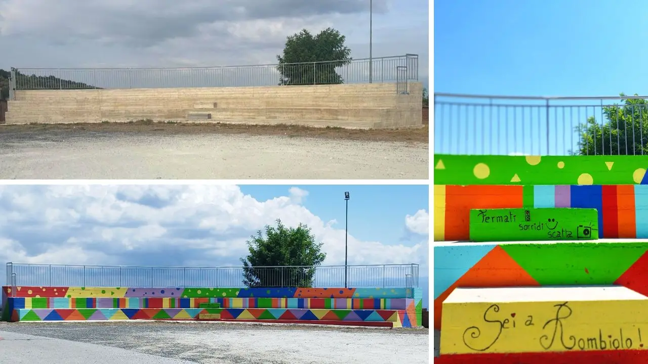 Rombiolo si veste di colore: riqualificata la gradinata al lato dell'auditorium comunale