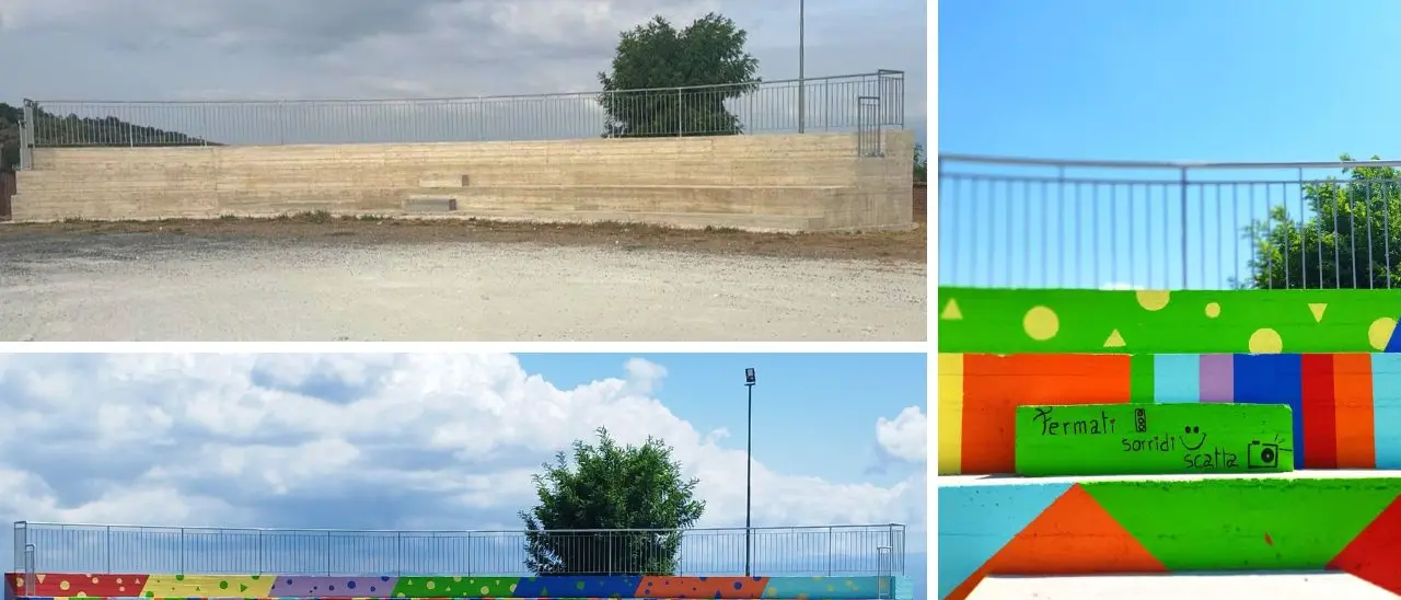 Rombiolo si veste di colore: riqualificata la gradinata al lato dell'auditorium comunale