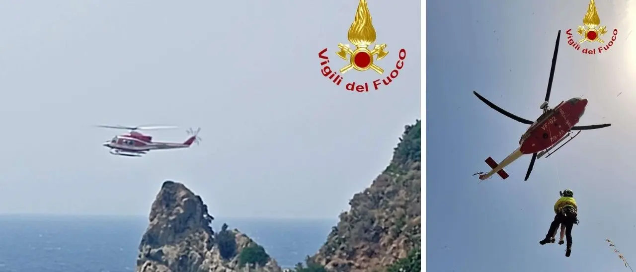 Capo Vaticano, tentano di raggiungere il belvedere scalando la scogliera: due turisti salvati con l’elicottero dai vigili del fuoco - VIDEO