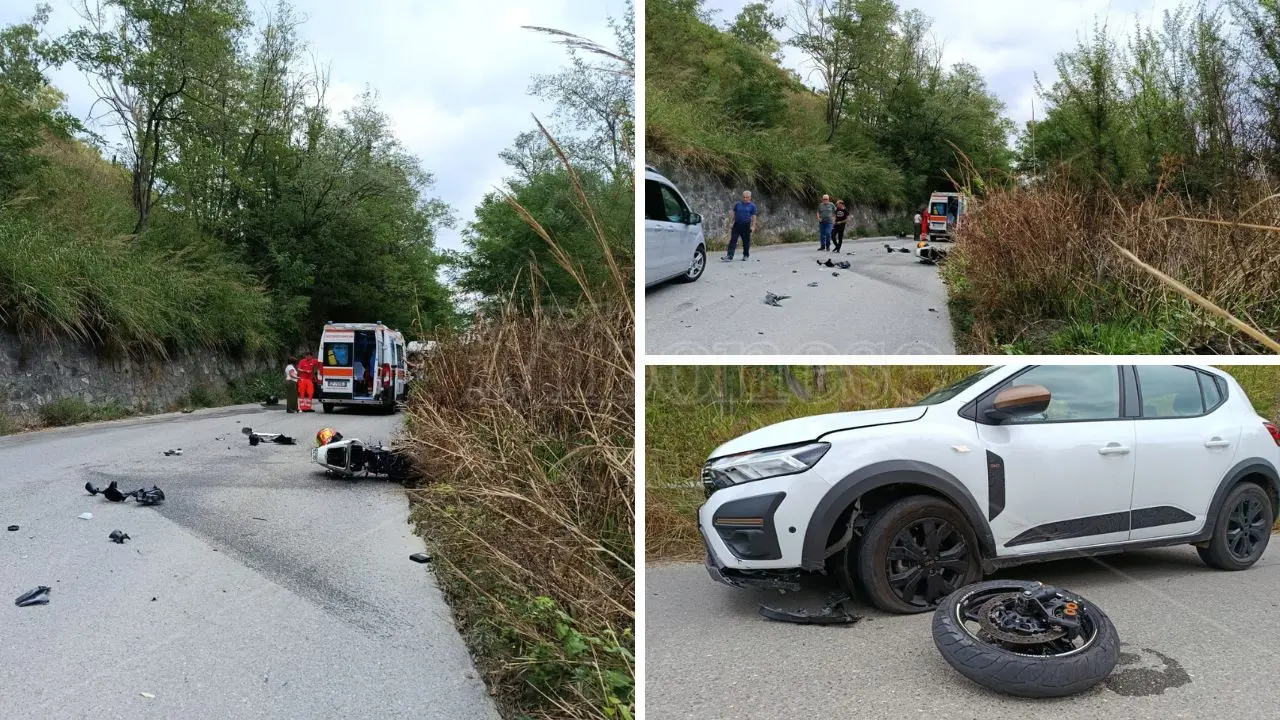 Incidente a Dinami, scontro sulla strada provinciale 74: ferito ma non in gravi condizioni un motociclista