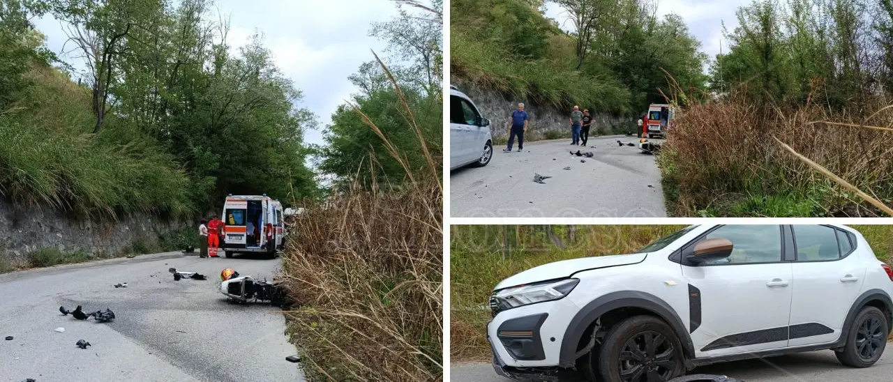 Incidente a Dinami, scontro sulla strada provinciale 74: ferito ma non in gravi condizioni un motociclista