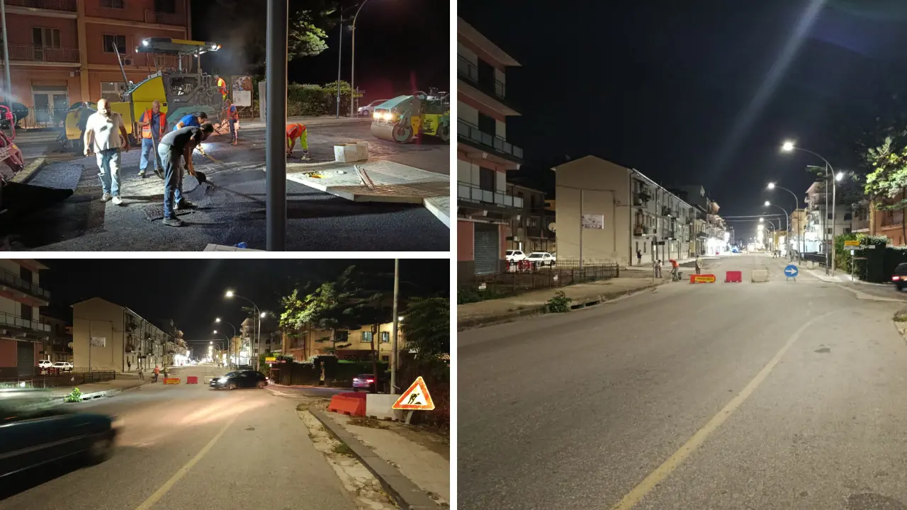 Lavori in corso su Viale Affaccio: intervento notturno del Comune per asfaltare la strada e limitare i disagi