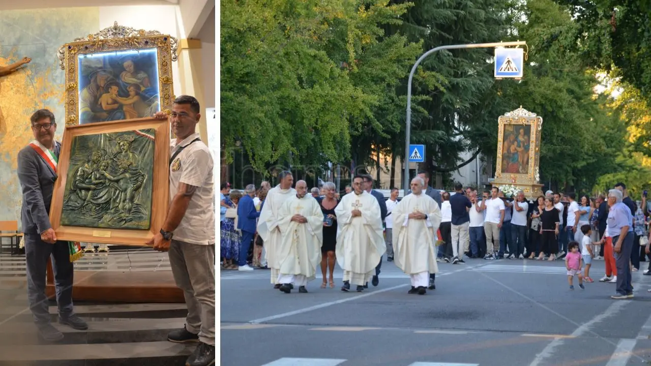 Un ponte di fede e tradizione: il quadro della Madonna della Neve di Zungri in pellegrinaggio a Nova Milanese